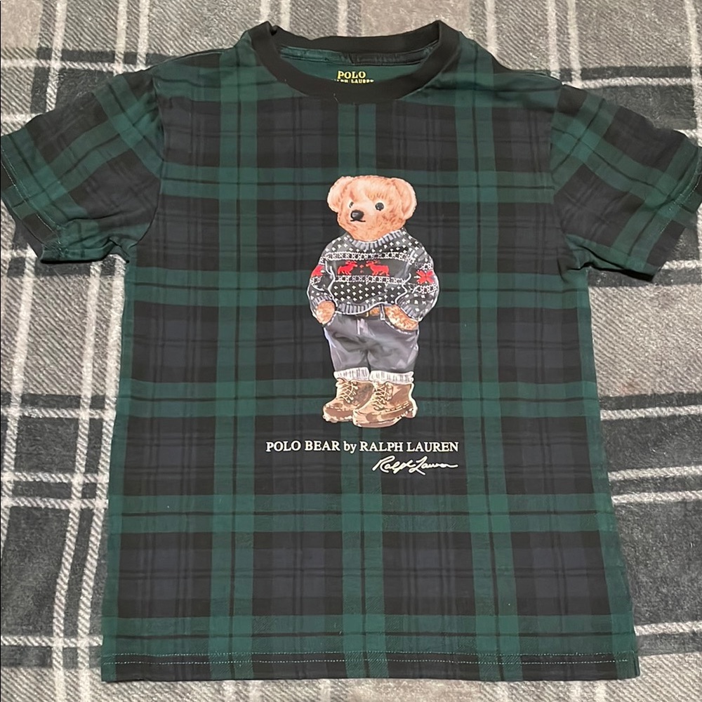Polo by Ralph Lauren Kids Green Plaid Bear T-Shirt